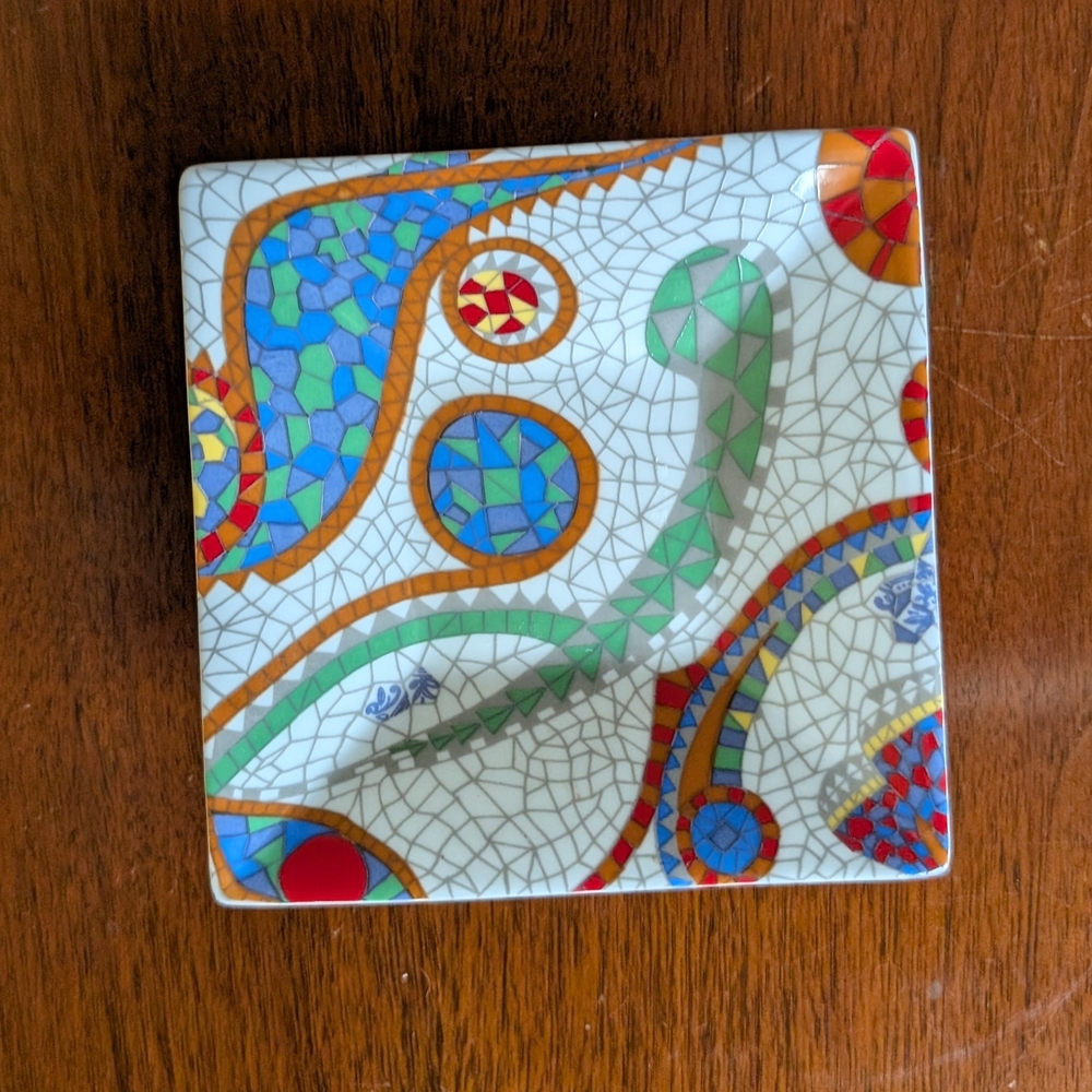 Antoni Gaudi Mosaic Look 5.5 in Square Multicolor Trinket Dish